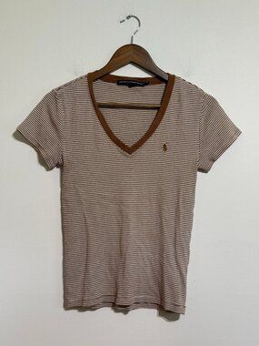 Ralph Lauren Sport Striped Cotton V-Neck Tee, Medium